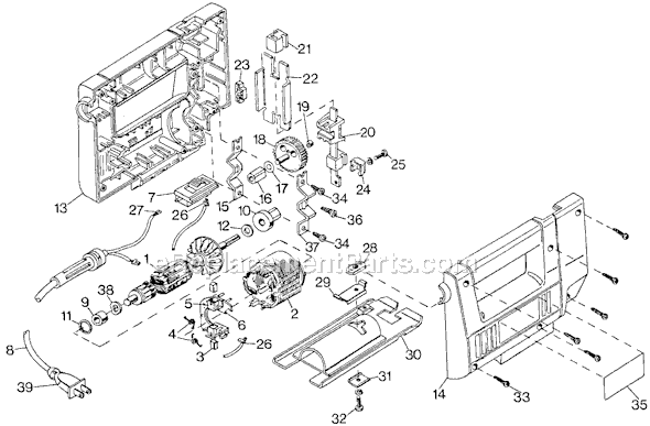 Page A Diagram and Parts List for 7543-04 Type 2 Black and Decker Jig Saw